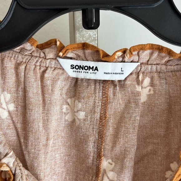 LAST CHANCE: Sleeveless Linen Blend Floral Tie Front Dress in Ginger, Large, NWT - Picture 4 of 8